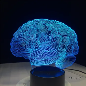 El cerebro de formas 3D Ilusión de la Lámpara 7 Cambio de Color Táctil Interruptor de Luz de Noche LED de Acrílico lámpara de Escritorio de la Atmósfera de la Novedad de Iluminación AW-1287