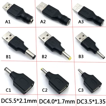 1pcs Conector DC 3.5*1.35/4.0*1.7/5.5x2.1 mm Hembra USB a conector Macho de Enchufe de Alimentación de CC de macho a hembra Adaptador de Enchufe