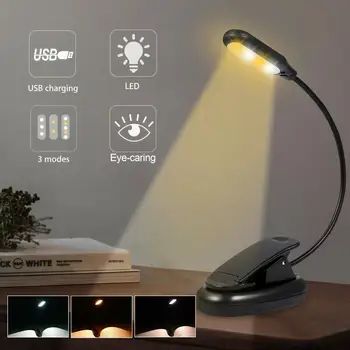 Dimmable Llevó la Luz de Lectura Usb Recargable lámpara de Mesa, Lámpara de Clip-en la Protección de los Ojos de Ahorro de Energía Lámpara de Escritorio Dormitorio Luz de la Noche