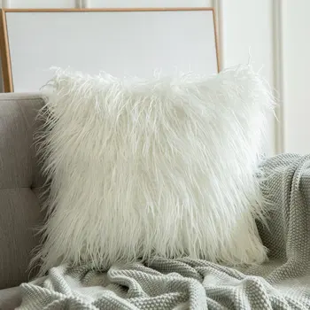 El colchón Caso Cálido Invierno Largo Esponjoso super suave de la felpa de la almohada cojín de los casos cubre 45x45cm