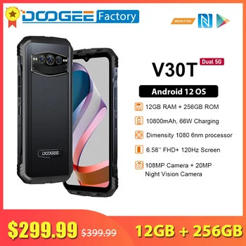 DOOGEE V30T 12 GB 256 GB 5G Smartphone Dimensity 1080 6 nm 10800mAh 108MP 120Hz Teléfono Móvil Wifi 6 Android NFC 12 teléfonos Celulares