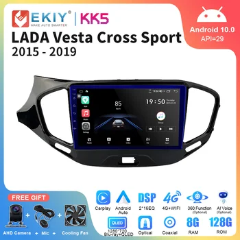 EKIY KK5 2 Din Android 10 Radio de Coche Multimedia Reproductor de Vídeo Para LADA Vesta Cruz Deporte 2015-2019 Estéreo Carplay de Navegación GPS