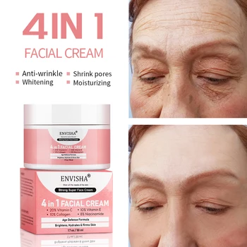 ENVISHA facial de Colágeno Crema de Cuidado de la Piel Anti-Envejecimiento de la Arruga de Blanqueamiento Hidratante encoja los Poros de Fundido de Ácido Hialurónico Niacinamida