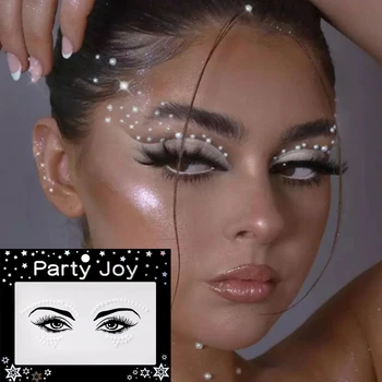 3D de Cristal de la etiqueta Engomada Temporal del Tatuaje del Brillo de la Ceja del Maquillaje de la Cara los Ojos de Diamante de la Perla Joyas Pegatinas Festival de Arte Corporal Decoraciones