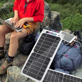 USB del Panel Solar al aire libre de 6W 5V Portátil Camping Escalada de Viaje Cargador Solar Generador del Banco del Poder para el Teléfono Móvil Luces