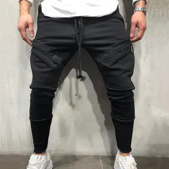 Moda Pantalones de Jogging de Longitud Completa de los Hombres Pantalones de Alta Cordón Elástico Diseño de Jogging Pantalones Anti-crack