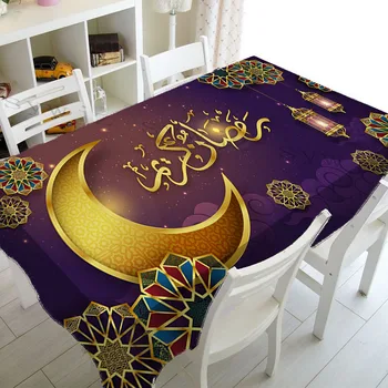 Mezquita Musulmana Ramadan Mantel De La Cocina Rectángulo Mantel De La Media Luna Linterna De La Prenda Impermeable De Accesorios De Fiesta Mantel