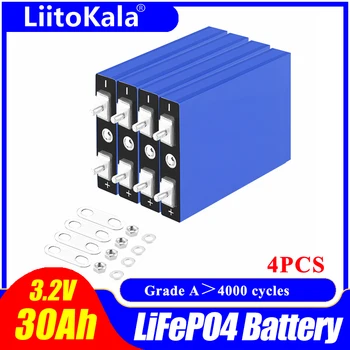 4pcs LiitoKala 3.2 V 30Ah LiFePO4 batería de celda de Litio fosfato de hierro de ciclos profundos para el Bricolaje 12V 24V 36V 48V de la energía solar de potencia del UPS