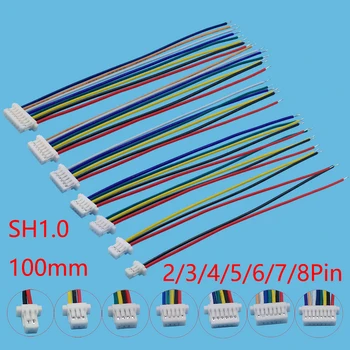 5/10Pcs SH 1.0 JST SH1.0 2/3/4/5/6/7/8 Pin Hembra Cable de la bujía Terminal del Conector del Cable de Cabezal Único Electrónico de la Línea de 28AWG 10cm
