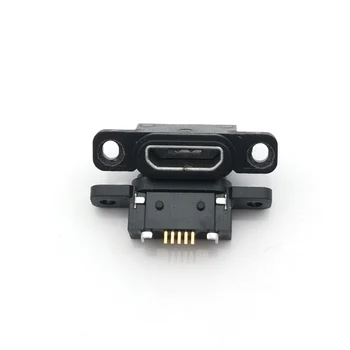 1Pcs Micro USB 5pin de Carga de la toma de corriente de Muelle de Puerto 5P IP67 de SMT de la junta Impermeable Conector Hembra Con el Agujero del Tornillo