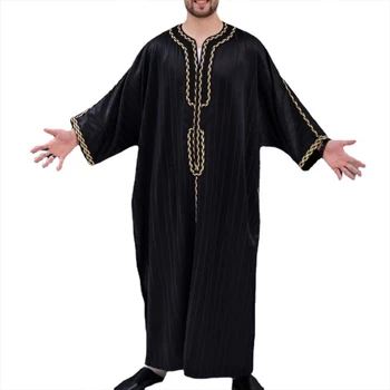 2023 Hombres Nuevos Islámica Árabe Kaftan Musulmán Ropa De Manga Larga Suelta Abaya Ropas De Moda De Arabia Saudita, Dubai Mens Jubba Thobe
