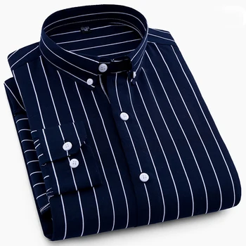 Los hombres visten Camisa para Hombre Casual de Negocios de rayas camisa de botones Prendas de la Marca Slim Fit de Manga Larga Camisa Masculina M-5XL NS5561