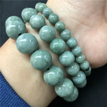 Personalizado Natural de Jade Verde 6-10MM Cuentas Elástica Pulsera de Jade Ronda Collar de la Joyería de la Moda de la Mujer el Hombre la Suerte Amuleto de Nuevo