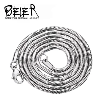 Beier collar de acero inoxidable de 2,5 mm/3 mm/4,2 mm de moda collar de cadena de serpiente muchacho de hombre collar de cadena de Plata de Color BN1004
