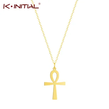 Kinitial la Religión Egipcia Ankh, la Cruz Collares Colgantes para las Mujeres de Acero Inoxidable Símbolo de la Vida de los Collares de la Joyería Regalos de Bisutería