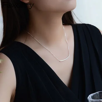Foxanry Minimalista Color de Plata Collar de la Mujer Nueva Tendencia Elegante Dulce Diseño Geométrico del Partido de la Joyería Mayorista de Regalos