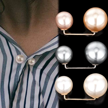 Doble Perla Broches Camisa Botón Pasadores Anti-fade Exquisita, Elegante Broche Pin para las Mujeres Suéter de Abrigo Vestido de la Boda Decoración
