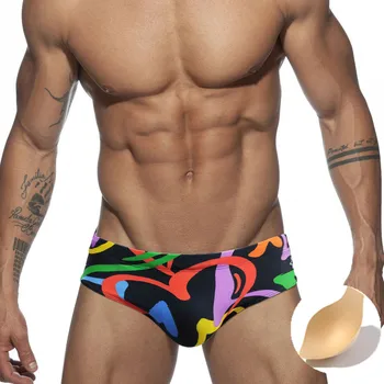 2023 Corazones de Colores Empuje hacia Arriba el Pad de trajes de baño de los Hombres Nadar Escritos Sexy UXH Bikini Traje de baño de Hombre Traje de baño de Tronco de las Olas en la Playa de Baño de Desgaste