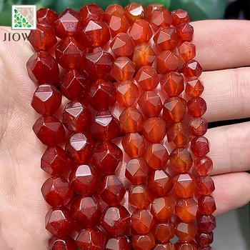 La Piedra Natural Facetas Rojo Ágatas Suelto Espaciadores de Perlas para la Joyería de BRICOLAJE de la Moda de la Pulsera de los Accesorios de 14