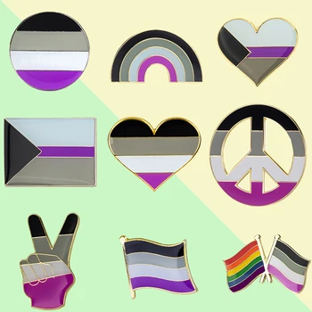 Asexual Insignia Aseuxal Orgullo Pines LGBT Pernos de la Solapa de la Comunidad LGBTQIA Nonsexuality Broche Bandera del arco iris de la Broche del Orgullo LGBT Esmalte Pin