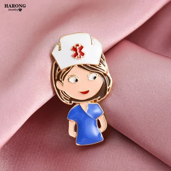 Harong Medicina Broche Lindo de la Enfermera de la Forma Azul Pernos de la Solapa de la Moda de la Joyería del Médico Insignia de Aleación de Zinc Broches para las Mujeres de Regalo