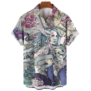 2023 Verano Nueva Camisa de los Hombres DE la Impresión 3d de Tops de Manga Corta Casual Slim Fit Camisa Suave Y Lisa Camisetas de Moda Hombre de gran tamaño de la Camisa