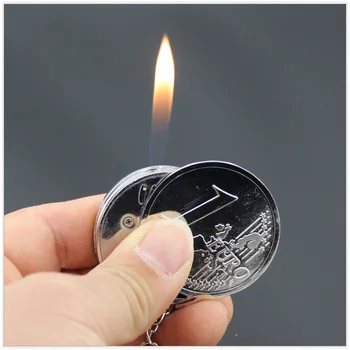 De moda Creativo de la Mini de la Moneda en Forma de Butano Llama del Encendedor de Metal de la Antorcha Encendedor Novedad Gadget de Regalo Accesorios Clave NO hay GAS