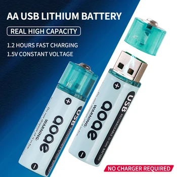 1.5 V aa batería recargable 2700mWh USB batería de litio para el Control Remoto del Ratón Pequeño Ventilador Eléctrico de Juguete de pilas recargables aa