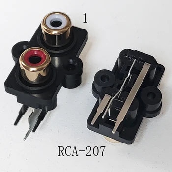 2/4PCS PCB de Montaje 1 Posición Estéreo de Audio y Vídeo de Jack Conector RCA Hembra de DOS agujeros (W+R) RCA-207 de Oro