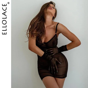 Ellolace Sexy Recorte Empate Sin Espalda Vestido De Encaje Transparente Erótico Ver A Través De La Lencería Transparente Porno De Noche Vestido De Encaje Babydoll