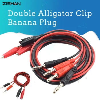 ZIShan Mayorista 1Pcs 1Meter Cable Rojo y Negro de pinzas de Cocodrilo Puente de Alambre cables de Prueba conector Banana del Multímetro para Probar