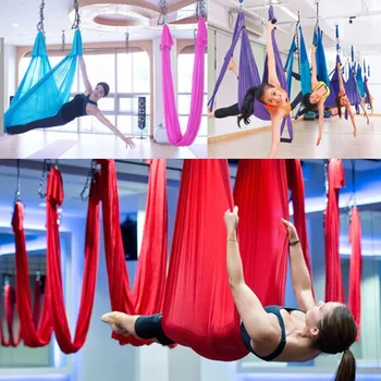 1pc Elástica Aéreas que Vuelan Anti-gravedad de Yoga Hamaca Columpio de los Cinturones De Entrenamiento de Yoga de la Construcción del Cuerpo del Equipo de la Aptitud 2.8mX1m