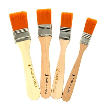 4 piezas de Madera de la Manija de Nylon de Pelo Acrílico Pintura de Aceite Kit de Cepillo Para el Artista de Dibujo