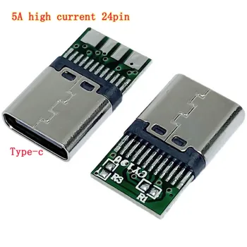 10PCS tipo c24p 5A corriente alta del tablero del PWB de 24 pines de datos USB enchufe de carga de la madre de la base de 4 juntas de soldadura