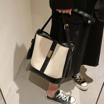 Diseñador bolso de Lona bolsa de hombro para las mujeres de lujo de la marca diseñador bolsos crossbody bolsas de cubo de gran capacidad de la Bolsa de compras