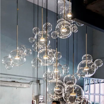 Nórdicos italiano Led lámpara de Araña de Luces de la Burbuja de Jabón de Cristal Colgante de la Lámpara para el Salón Comedor Colgante de los Accesorios de Iluminación de Interiores