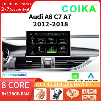 8 Core Android 12 Sistema Multimedia del Coche Estéreo Para Audi A6 C7 A7 2012-2018 WIFI 4G de 8+128GB de RAM Carplay IPS de la Pantalla Táctil GPS Navi