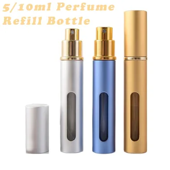 5ml/10ml Perfume de Recarga de Líquido de la Botella Mini de Metal Pulverizador Recargable de Aluminio Vacía de Vidrio Recipientes Portátiles Atomizador de Viaje Por