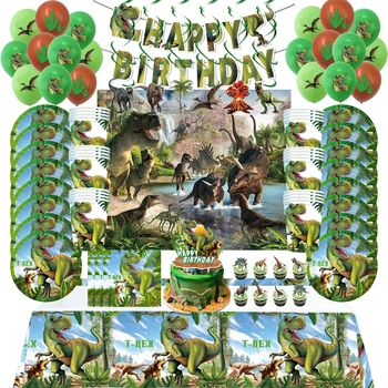 Jurassic World Dinosaurio Tema de la Fiesta de Cumpleaños Vajillas Safari en la Selva de Dinosaurios de la Placa de balón de los Chicos de la Fiesta de Cumpleaños Decoración