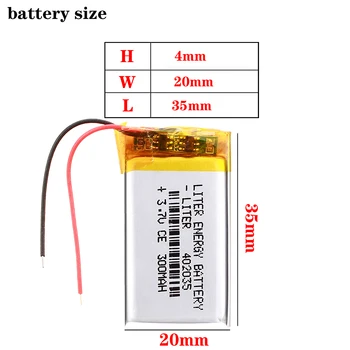 3.7 V del polímero de litio de las baterías, 042035, 402035, 300 mah MP3, MP4 y no un MP5 juguetes pequeños