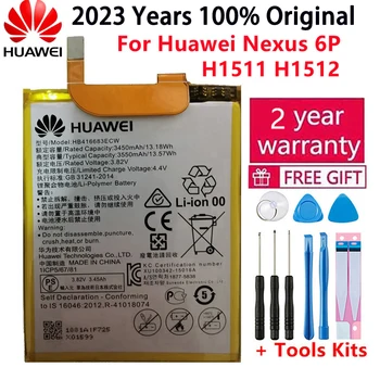 2023 Años Original Nuevo HB416683ECW Real 3450mAh Batería para Huawei Google Ascender Nexus 6P H1511 H1512 Batería+Herramientas+Pegatinas