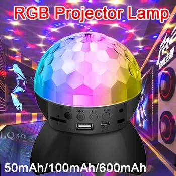 RGB Inalámbrico de Bluetooth de la Música de Rotación de la Luz de la Discoteca de la Lámpara de la Fiesta de Cumpleaños de las Luces de la Decoración de la Bola del Proyector de la Etapa de la Lámpara Recargable