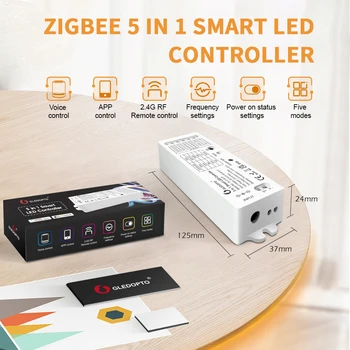 Gledopto Zigbee Smart LED Controlador de 5 en 1 RGBCCT/RGBW/WWCW/Regulador de Ajuste Para la TV de Fondo Dormitorio, Pasillo, Cocina comedor