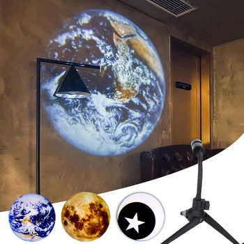 Estrellado Proyector 2 En 1Moon la Tierra de la Lámpara del Proyector Giratorias de 360° Soporte de USB Recargable Led Luz de la Noche Planeta de la Lámpara de Proyección