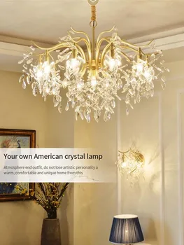 El americano de Lujo Araña de Cristal para Sala Comedor Dormitorio Nórdico Arte de la Rama Colgante de la Lámpara de Iluminación de Interiores Brillo del Accesorio