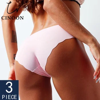 CINOON 3Pcslot las Mujeres de la Moda Bragas sin costuras Ultra-fina Ropa interior Confort Íntimos Lencería Sexy de Baja altura Femenino escritos