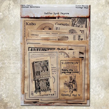 Panalisacraft 16pcs Café teñido Vintage Cartulina Die Cuts de la Colección de Kit de Scrapbooking Planificador/Tarjetas/el Diario de Proyecto
