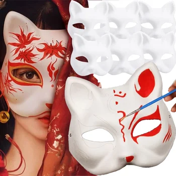 5/1PCS de Bricolaje en Blanco de la Máscara Pintada a Mano de Gato Zorro Anime Demon Slayer baile de máscaras de Halloween Festival de Cosplay Prop