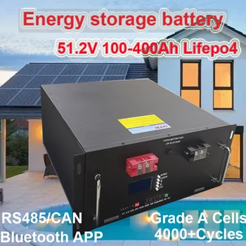 48V 100ah 120ah 150ah 200ah 300ah 400 ah Lifepo4 51.2 V 4000 Ciclos PUEDEN RS485 de la Batería para el Sistema Solar Fotovoltaico Inversor