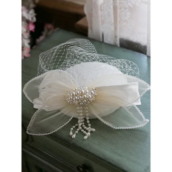 De novia velo de novia, elegante gasa sombrero, blanco hembra de hadas ropa China de accesorios para el cabello súper de hadas perla tocado